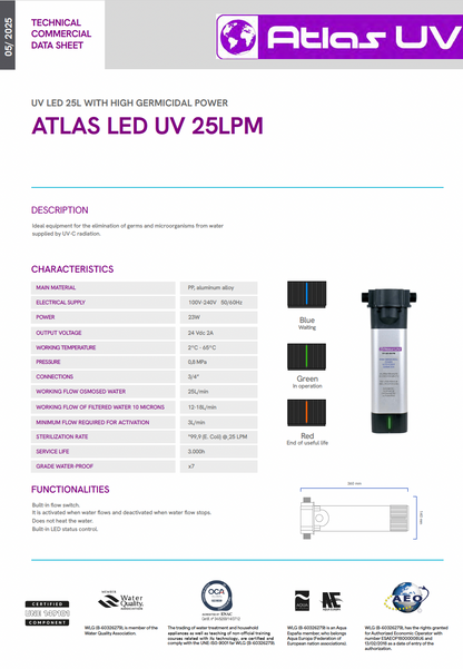 Atlas Ultraviolet UV LED 1/2 in - 25L/min System