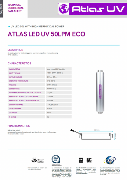 Atlas Ultraviolet UV LED 1in - 50L/min System