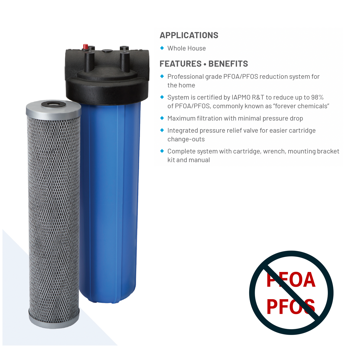 PENTAIR FloPlus Protect 20” Big Blue PFOA/PFOS Whole House Filter System